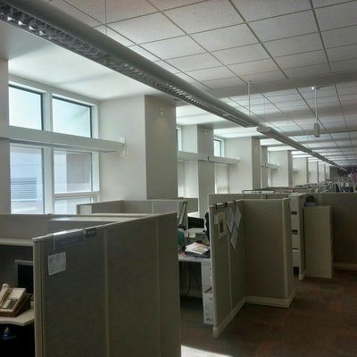 redirecting light window film in office