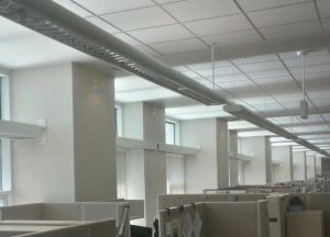 daylight redirecting window film in office